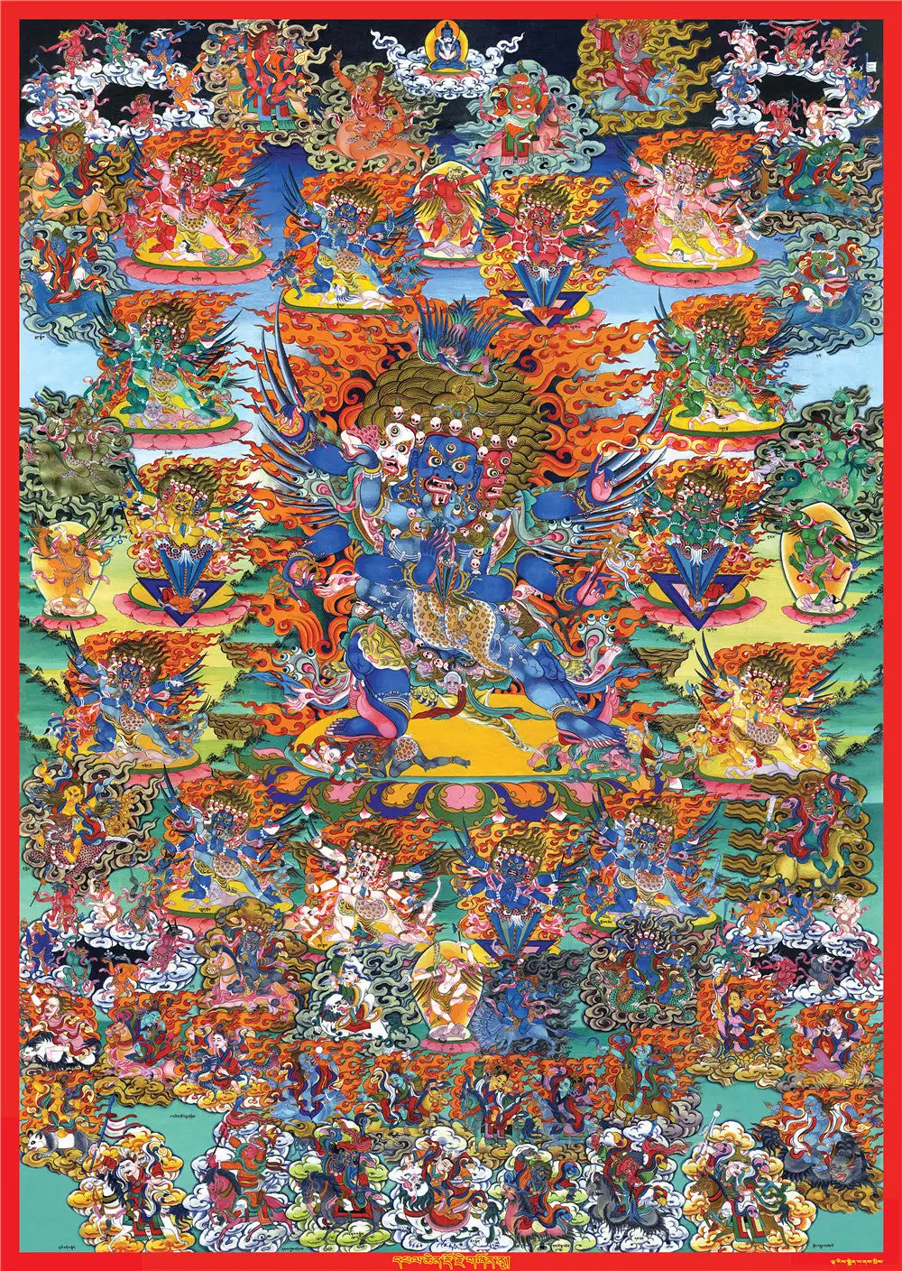 

Vajrakilaya - Dorje Phurba Thangka,Gandhanra Tibetan Buddhist Thangka Art,Giclee Printed and Hand Framed,47" × 32"