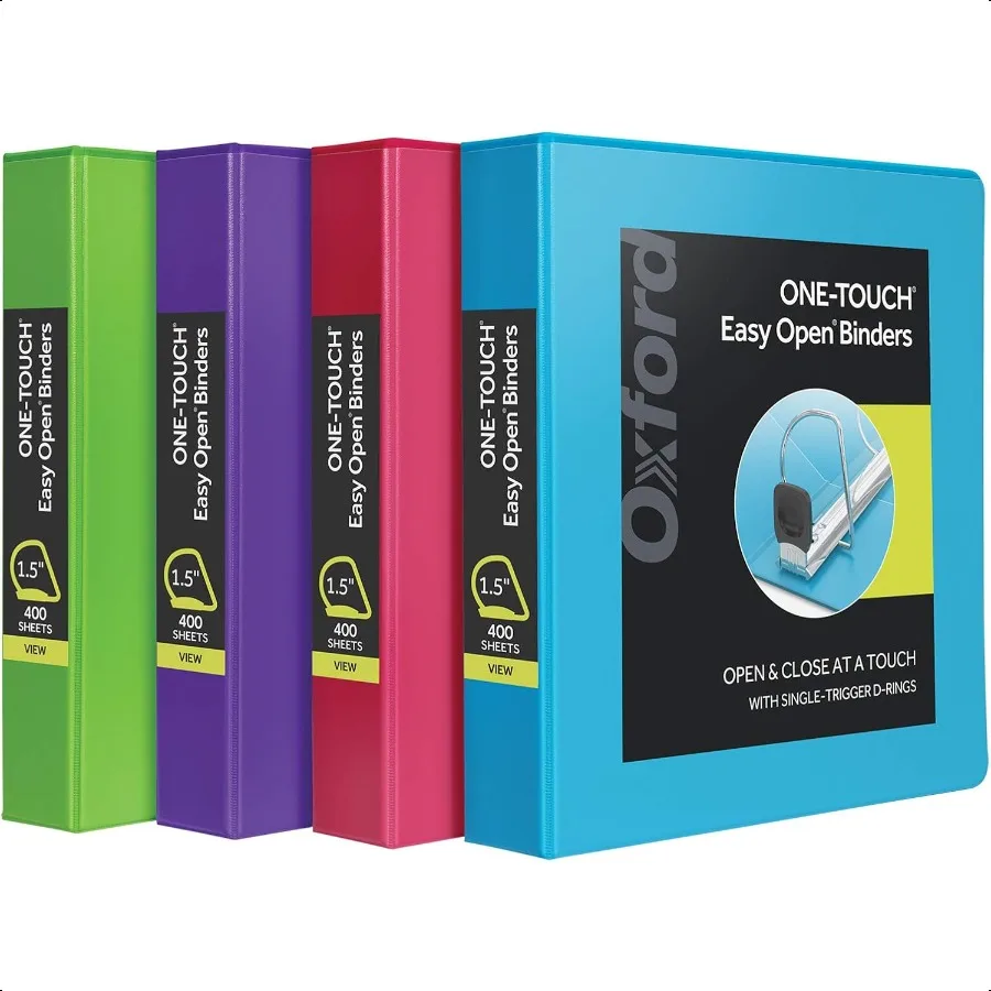 

3-кольцевые папки 1,5 дюйма ONETouch Легко открывающиеся D-образные кольца Прочные папки для школы и офиса ClearVue Xtralife Шарнир с антипригарным покрытием PVCFr