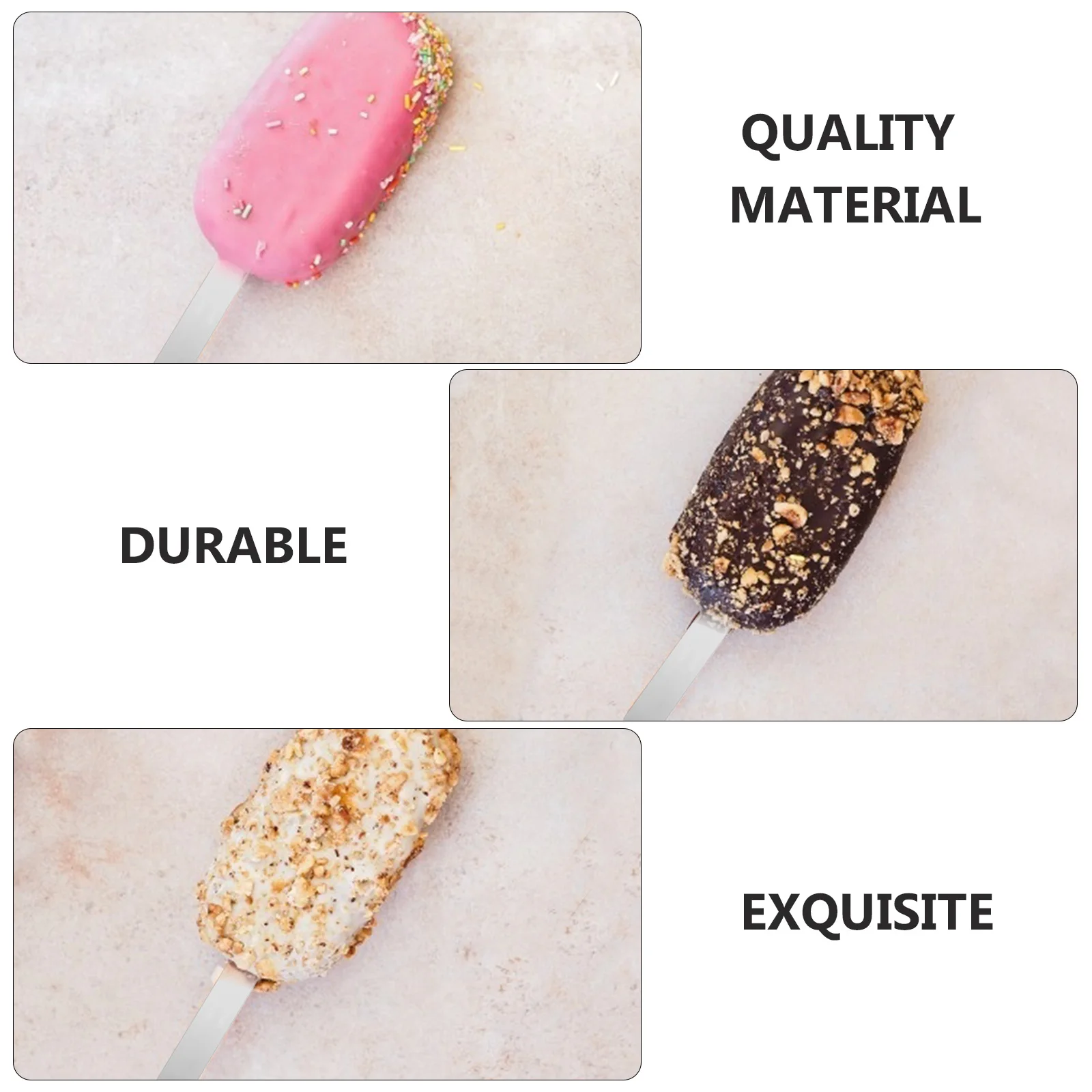 

50 Pcs Reusable Acrylic Ice Cream Sticks for DIY Cake Easy to Clean Lightweight Practical Multi functional