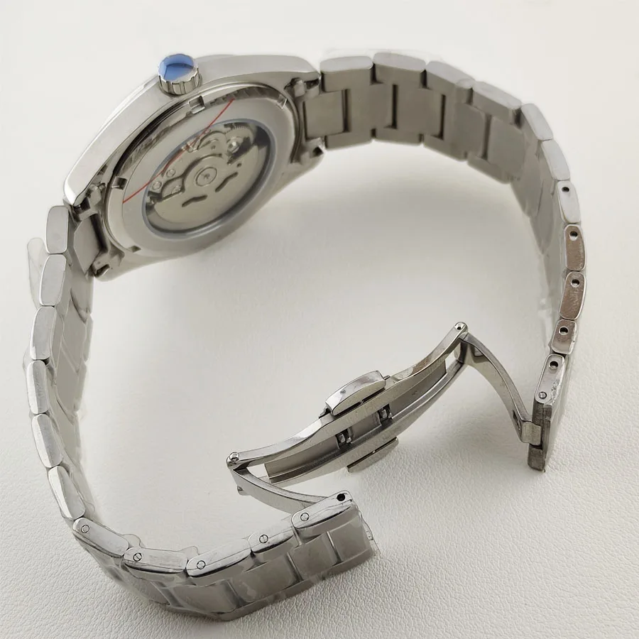 Relógio Sapphire em aço inoxidável masculino, movimento NH35, caixa 42mm, verde luminoso, montagem