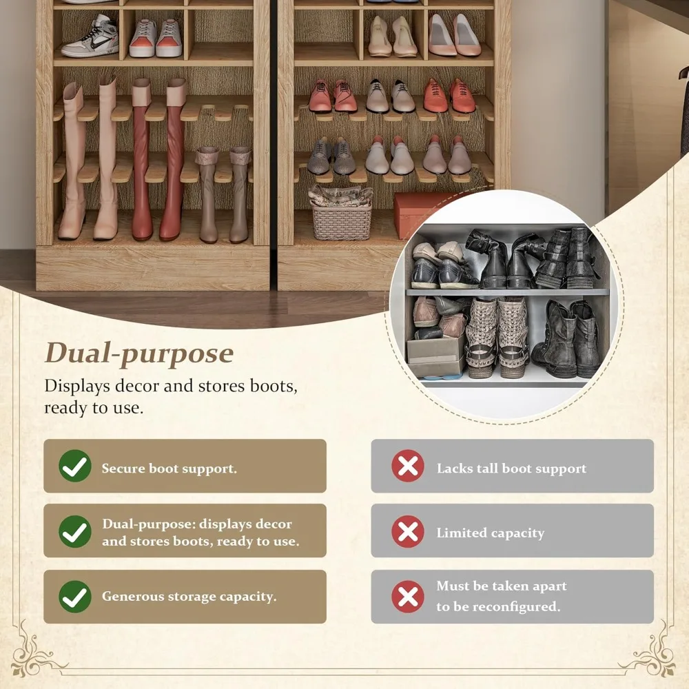 

Tall Shoe Cabinet, 9 Tier Cube Shoe Rack Organizer with 27 Shoe Cubbies, 74.9'' Freestanding Shelf, Customized