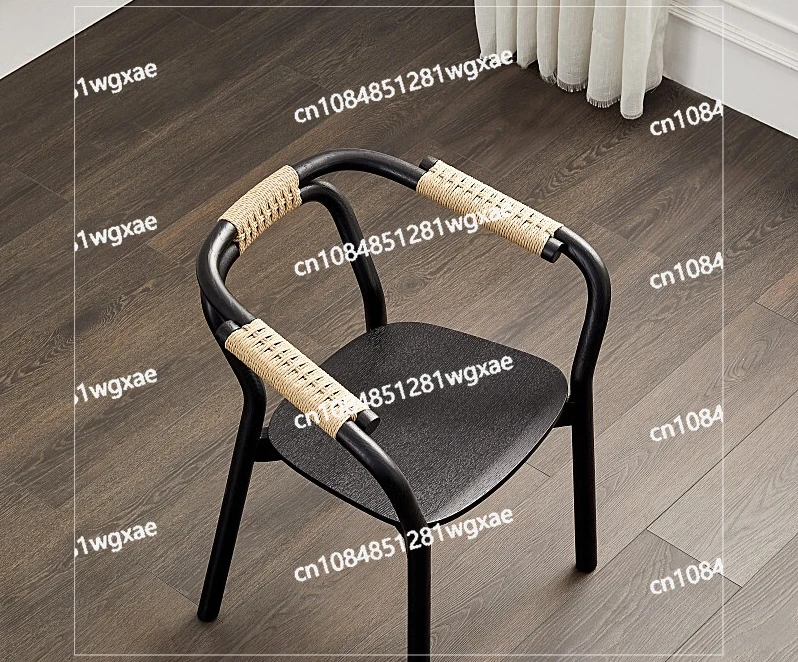 Study Circle Chairs, Wooden Rope Festival Dining Chairs, New Chinese Rattan Backrest Chairs, Modern Minimalist Armrests