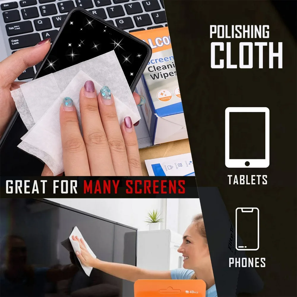 Picture 6: 1/2/3box of Disposable Portable LCD Screen Cleaning Wipes - Dry and Wet Screen for Tablets Laptops Phones TVs Cars and Monitors