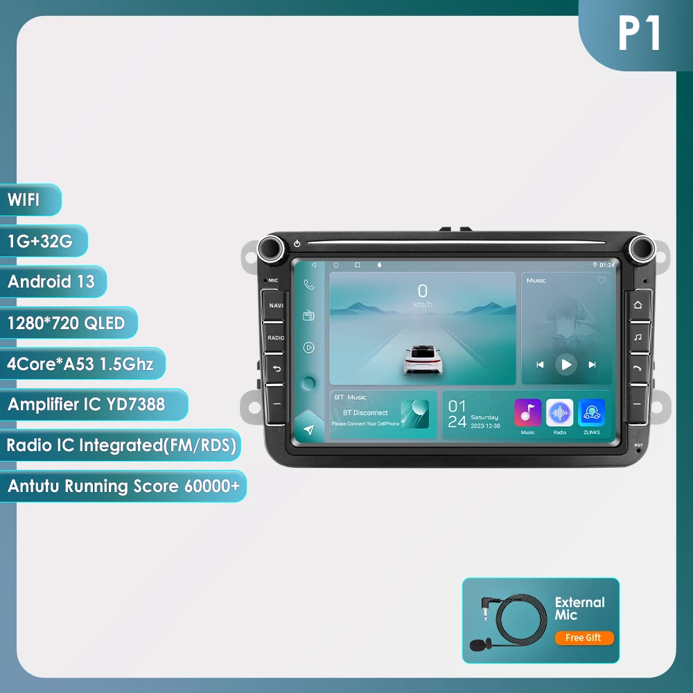 8 "Hizpo 2din Android13 Autoradio Voor Volkswagen Vw Skoda Octavia Golf 5 Touran Passat B6 Polo Jetta Amarok Auto Carplay Gps Rds