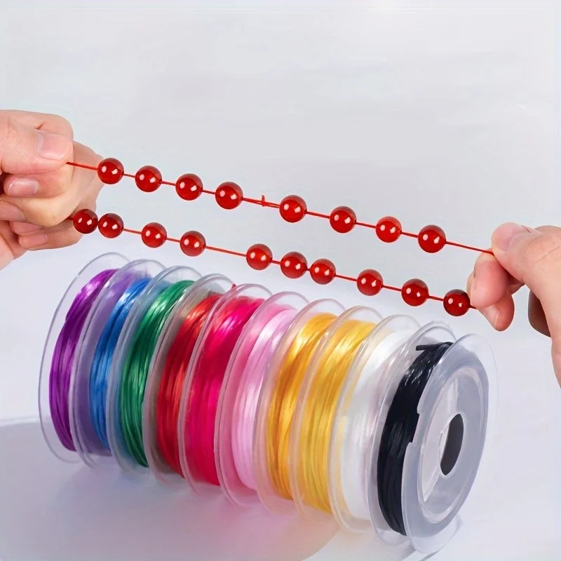 10 Rolls 0.8mm Random‑Color Elastic Beading Thread, Stretch Bracelet Cord for DIY Jewelry Making Crafts