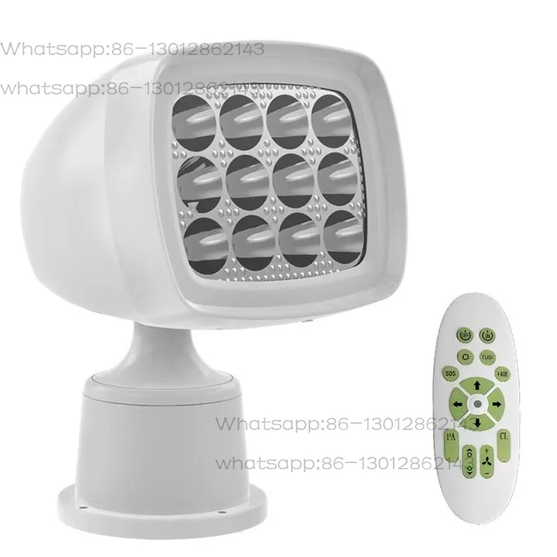 Marine LED Searchlight with Wireless Remote Control, Energy‑Saving 355° Rotatable Super Bright Spotlight for Yacht Speedboat