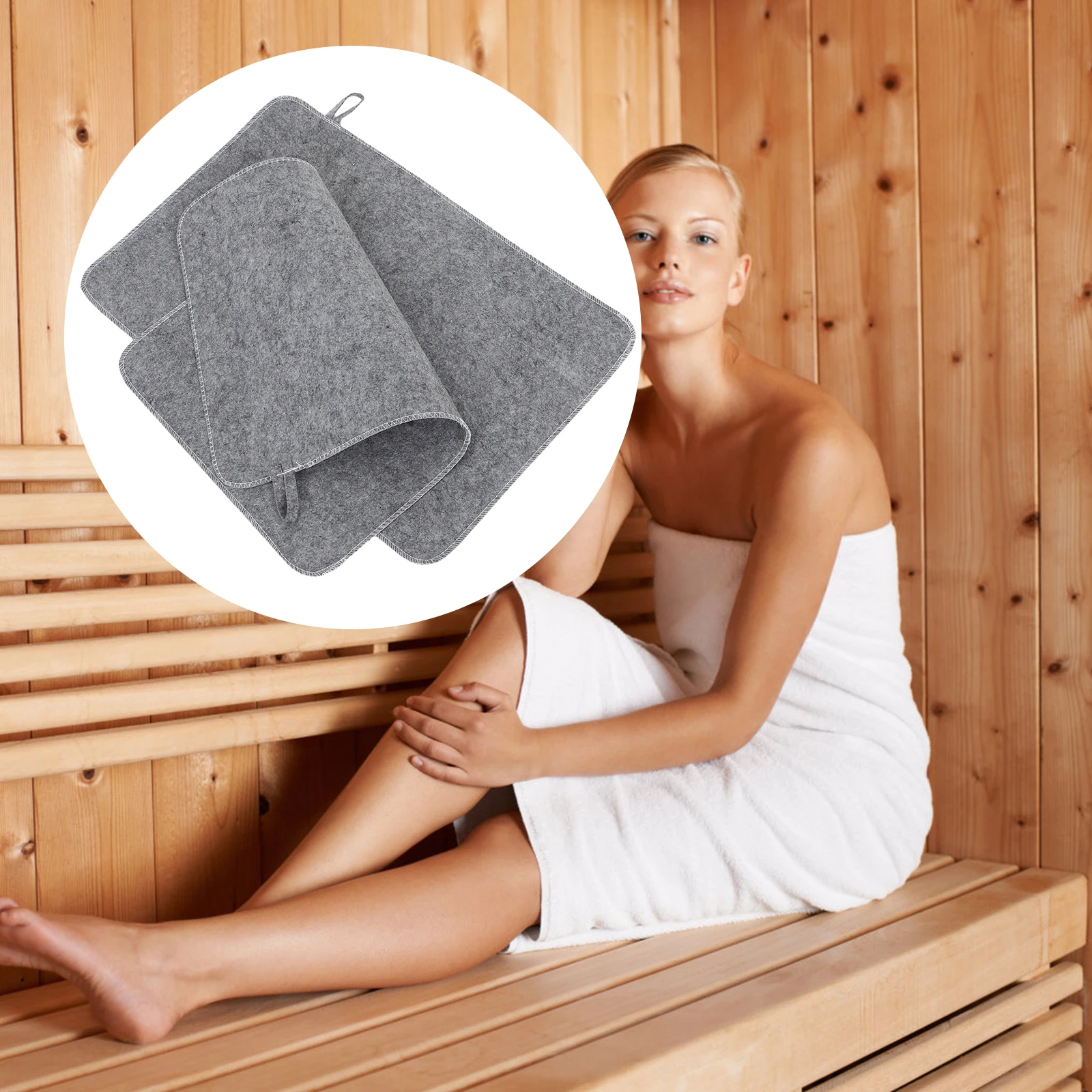 

2pcs Felt Sauna Seat Cushion Portable Steam Room Mat Absorbent Floor Pad For Home Spa Bath Bench Insert Dry Sauna Accessories
