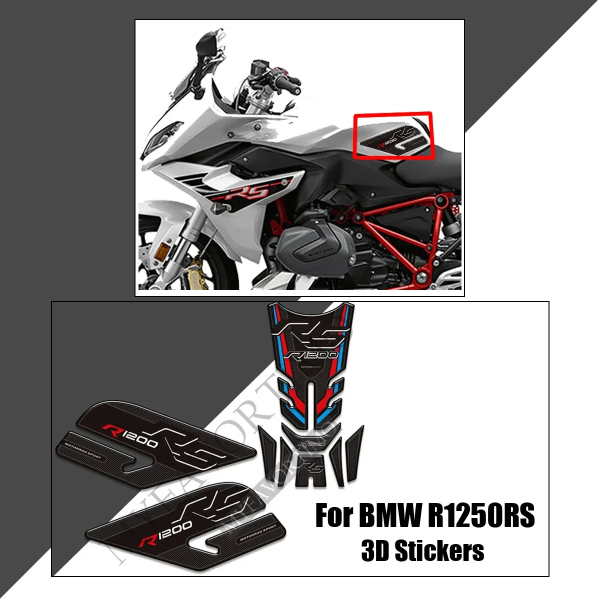 

Fit BMW R1250RS R 1250 RS R1250 Stickers Decals，For 2019 - 2022 Motorcycle Tank Pad Grips Gas Fuel Oil Kit Knee Protection