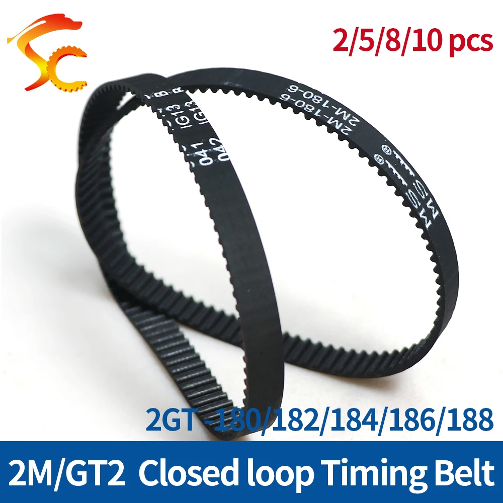 

3D Printer special 2M GT2 rubber closed loop belt circumference 180/182/184/186/188 width 3/6/9/10mm from stock