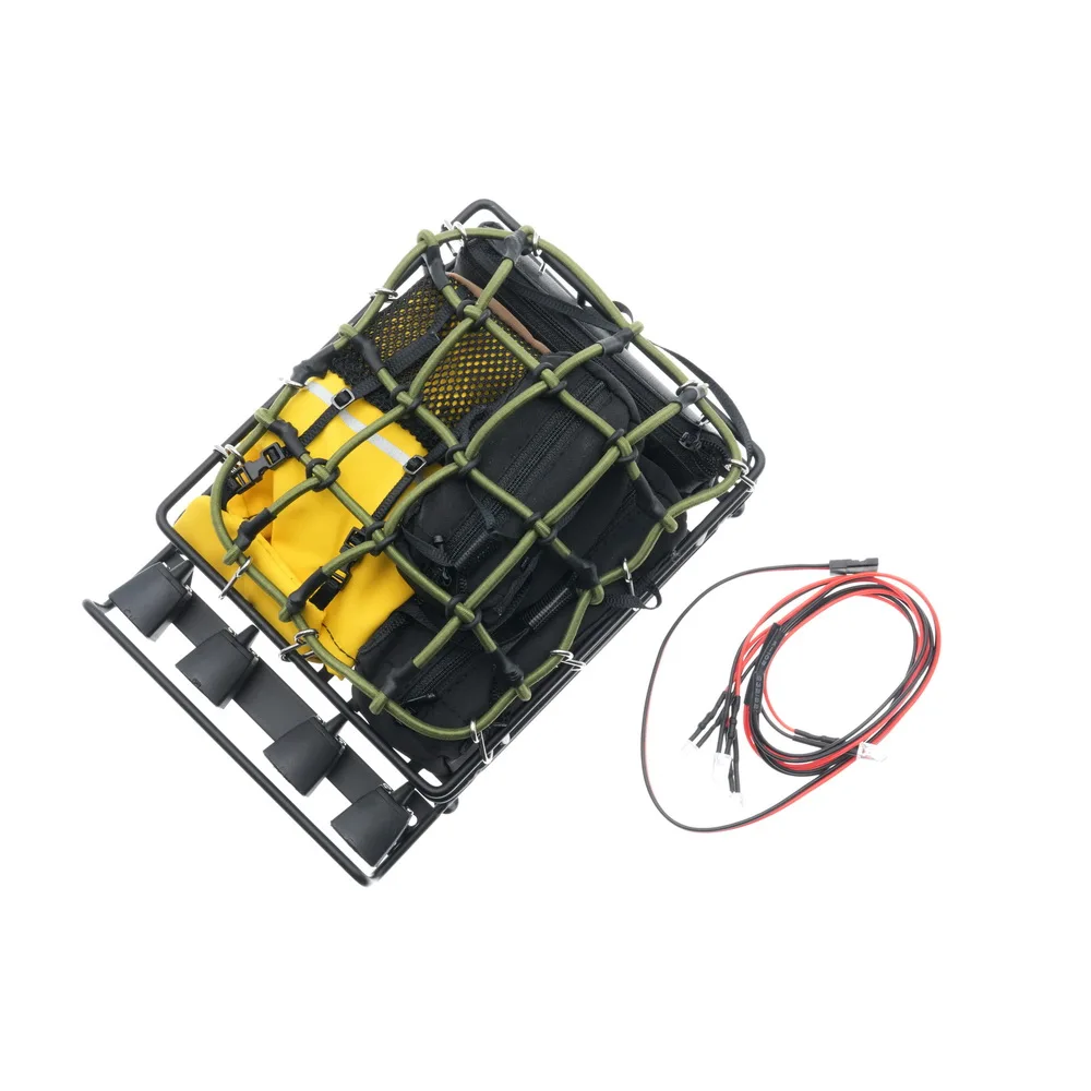 Zestaw bagażnika dachowego z siatką, torbą do przechowywania i oświetleniem do modeli MN D90 MN99S MN86 MN128 MN168 1/12 RC Crawler Car