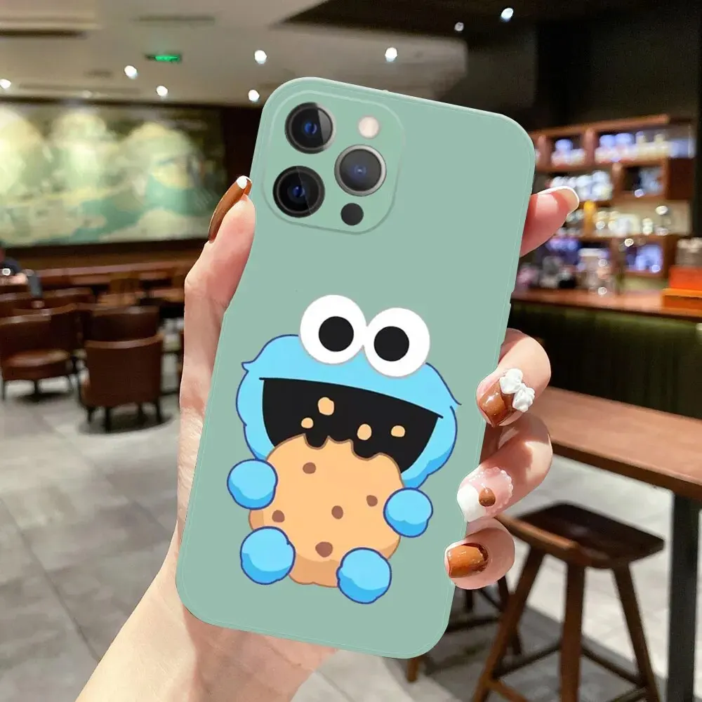 Cartoon Cute Sesame Cookie Monster Case For iPhone 15 14 11 12 13 Pro Max 13 Mini TPU For iPhone Plus X XR XS Max SE 2020 Cover