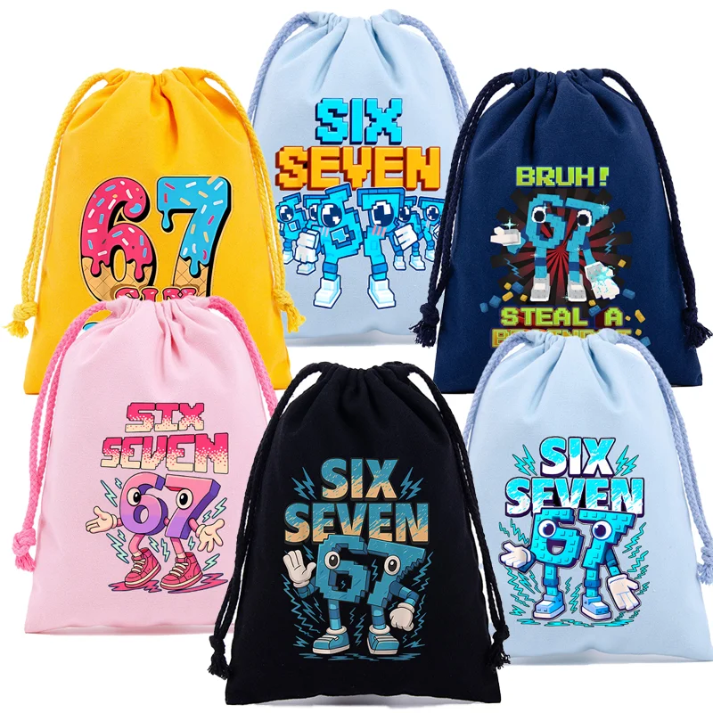 

Сумка Steal A Brainrot 67, холщовые сумки на шнурке, сумка с героями мультфильмов аниме, украшения для конфет, сумки для хранения, подарок