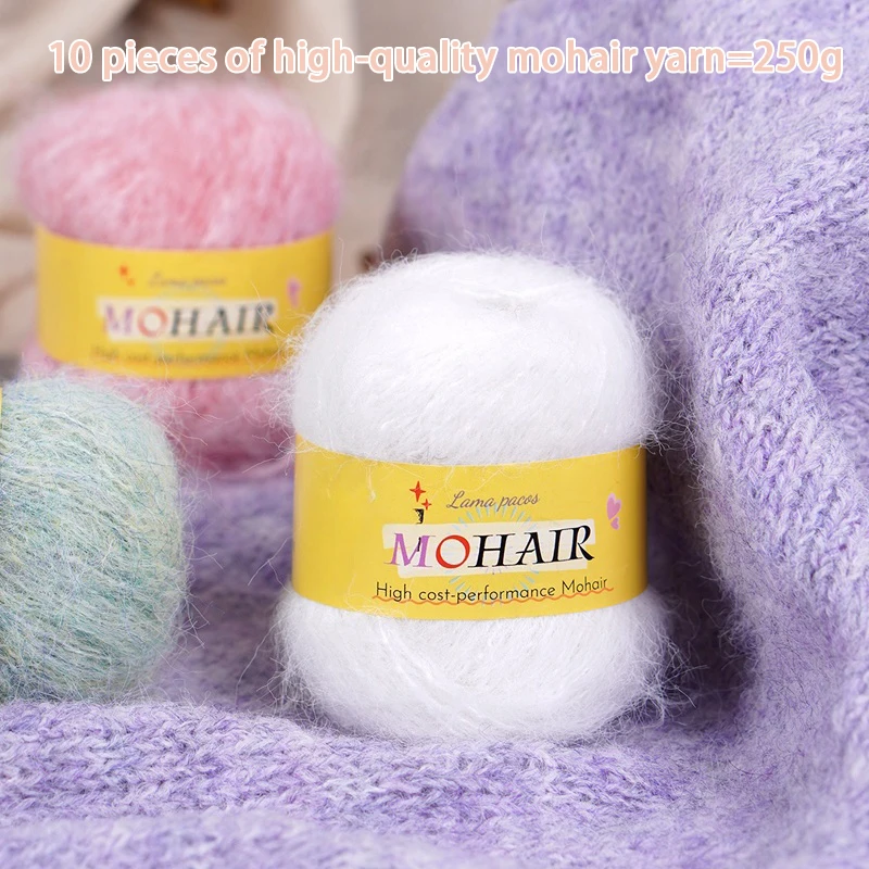 غزل الألبكة الموهير عالي الجودة، غزل ملون متعدد الألوان، خيوط كروشيه طويلة الشعر، مواد الحياكة اليدوية، تستخدم لحياكة البلوزات العصرية للرجال والنساء في الخريف والشتاء، والأوشحة، والقبعات، والإكسسوارات اليدوية، وما إلى ذلك كرات غزل، متوفرة بألوان متعددة، 10% موهير، 35% صوف، 55% أكريليك، 1 كيس = 10 قطع = 250 جرام