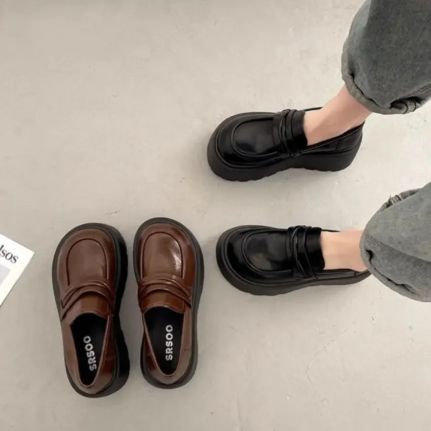 

Женская обувь Мэри Джейн на платформе, лолита в японском стиле на среднем каблуке, лоферы с круглым носком, женские туфли-лодочки, готическое лето 2029, молодой