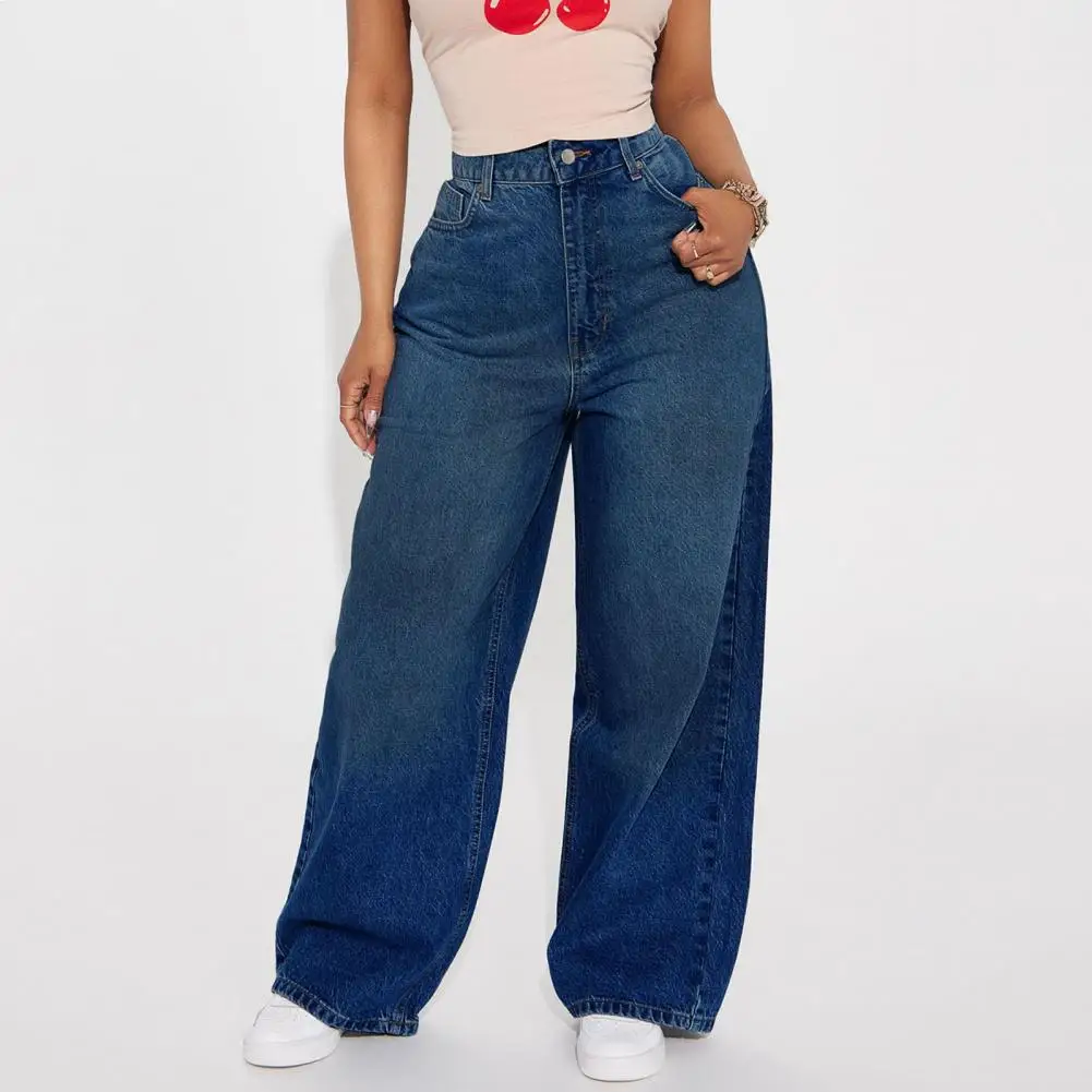 2026 Cotton Jeans Hip Hop Style Baggy Pants Women's Wide Leg Jeans High Waisted Boyfriend Denim Pants Straight Leg Loose Jeans