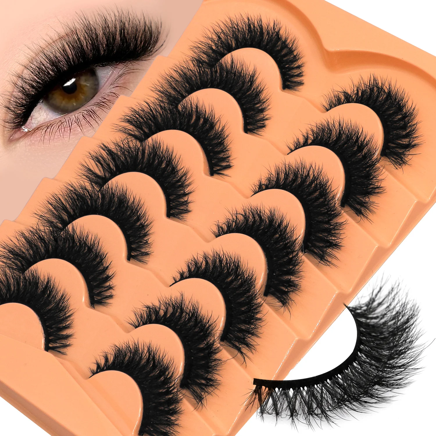 Veltrinay Cat Eye Falsche Wimpern, künstliche Nerz-Wimpern, flauschig, weich, natürlich, russischer Streifen, Make-up, dramatische falsche Wimpernverlängerung