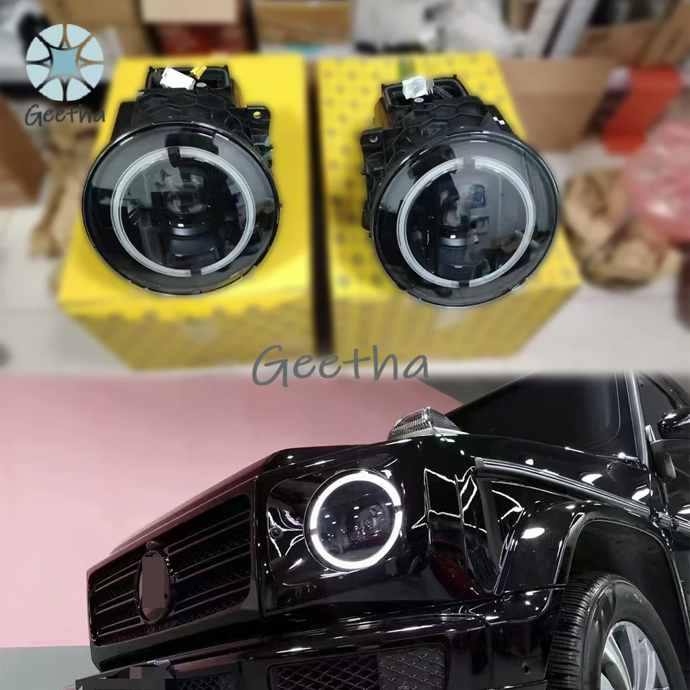 For G Wagon W464 W465 Headlight Geometric Multi Beam Smoke Dark Night LED Laser Headlights for Mercedes-Benz