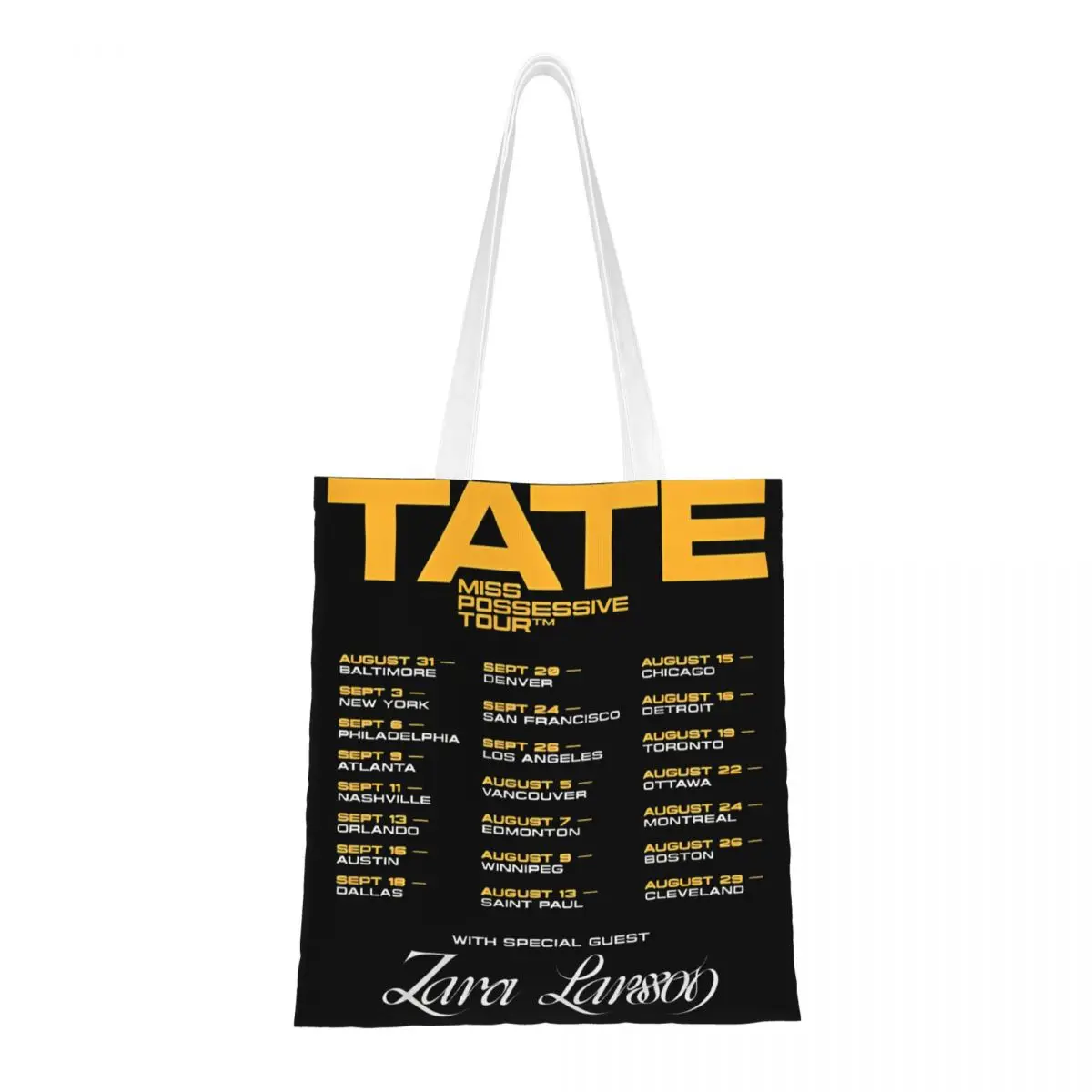 

Miss Possessive Tour Canvas Tote Bag Tate McRae Reusable Unique Design Shopping Bags for Women Men