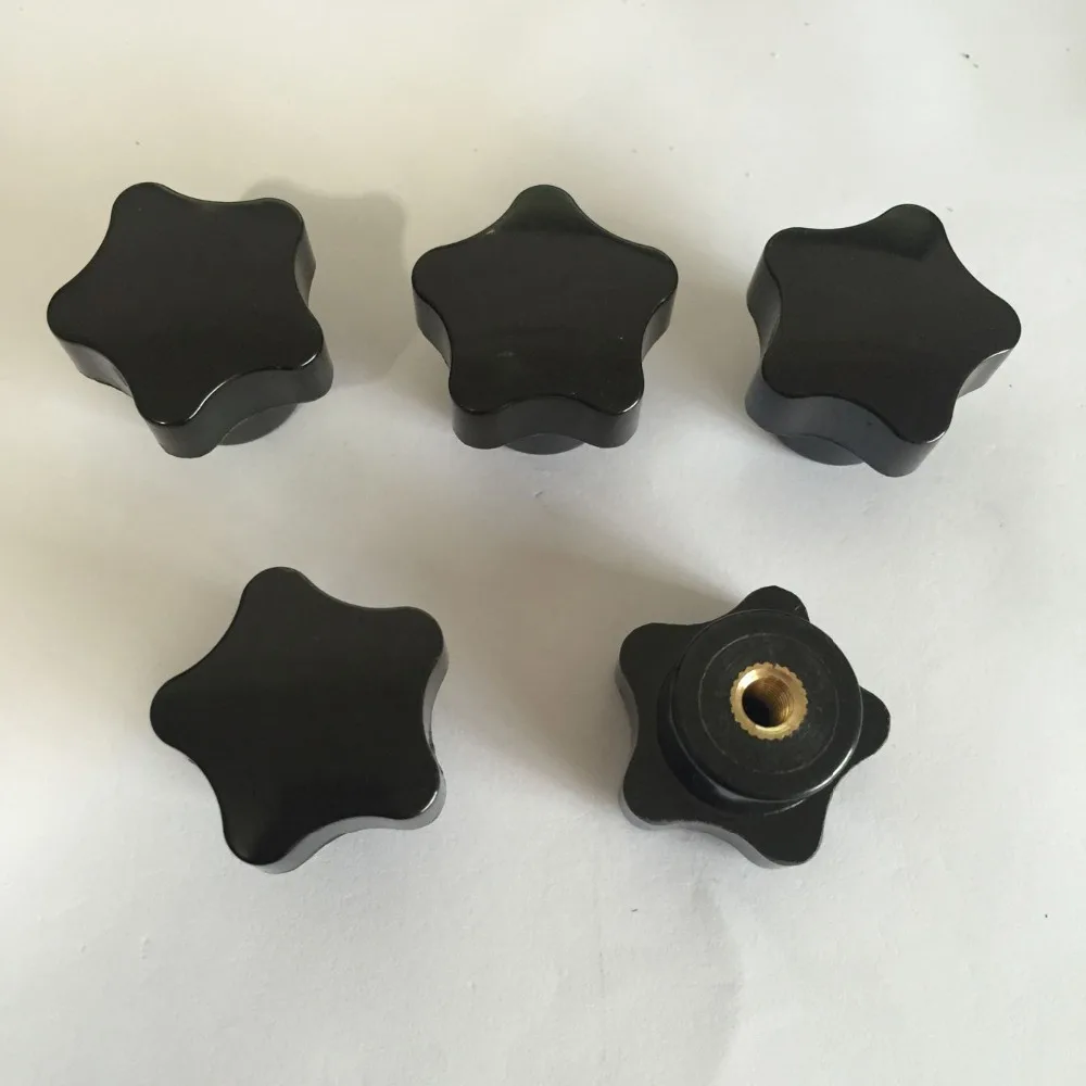 20pcs M6 x 30mm Head Dia Screw On Type Star Knob Black