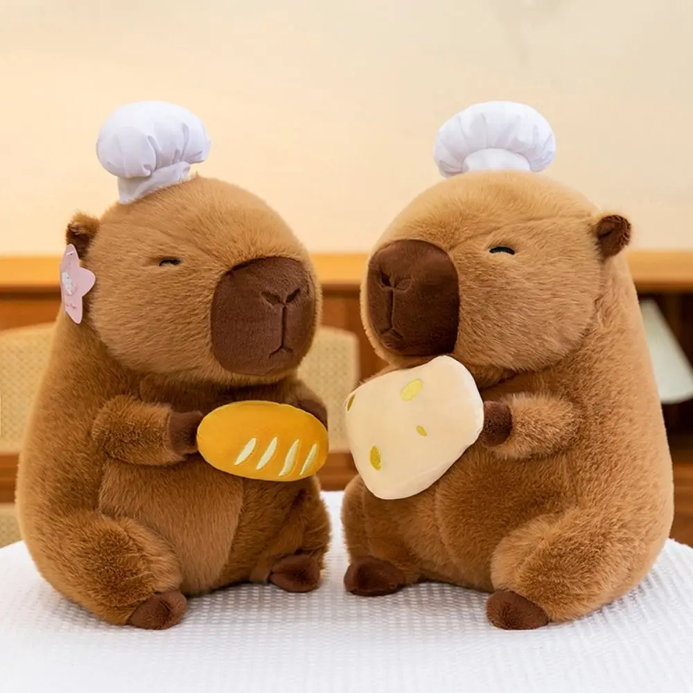 Bread Capybara Plush Doll Baking Cheese Capybara Plush Toy Soft Pot Shovel Capibara Fluffty Doll Home Decor