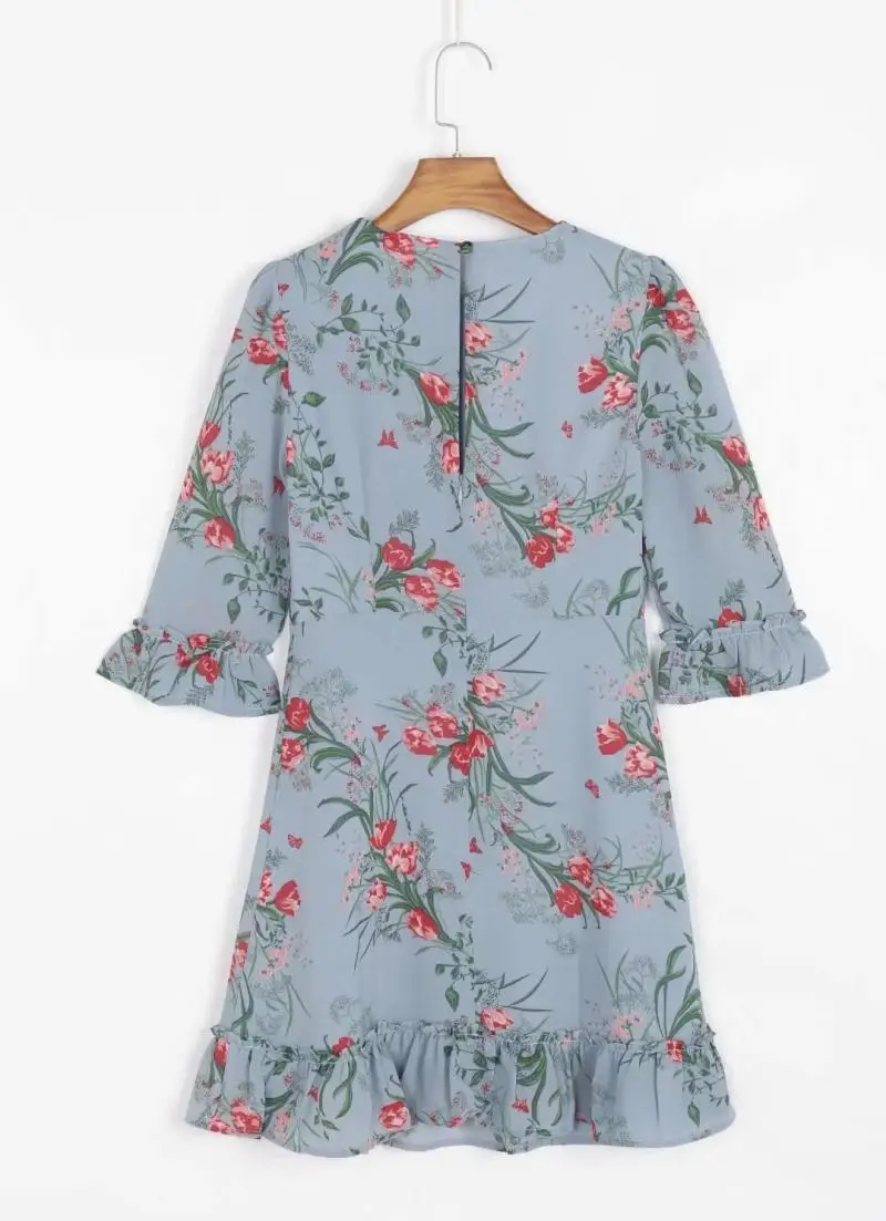 Street Sle taille moyenne Dr juillet WMDR Tagl rond Ne imprimé t-shirt quart Sve femme Faion automne Collection