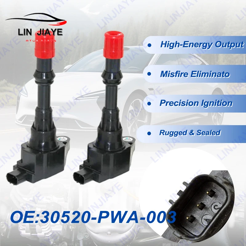 

1pcs Front & Rear Ignition Coil 30520-PWA-003 30521-PWA-003 For Honda CITY Civic 7 8 VII VIII JAZZ FIT 2 3 III 1.2 1.3 1.4