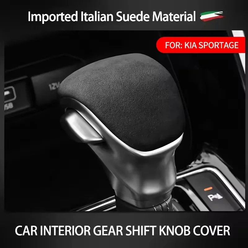 For Kia K3 BD/ Sportage R NP /KX1 YB (2018-2021) Alcan tara Car Wrap Gear Shift Knob Trim Cover Boot Interior Tuning Accessories