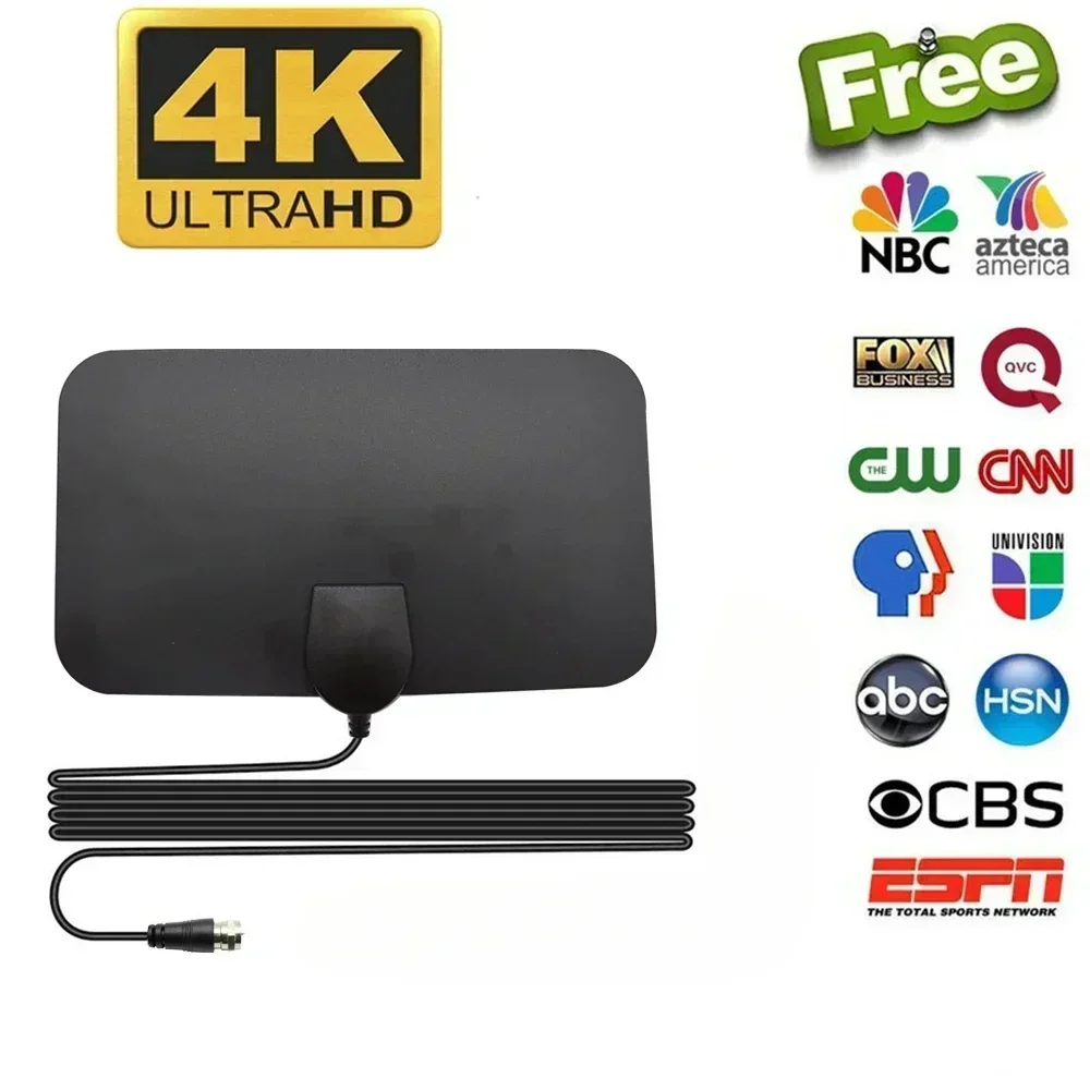 TV Antenna 4K 25DB High Gain HD TV DTV Box Digital EU Plug 3000 Miles Booster Active Indoor Aerial Flat Design