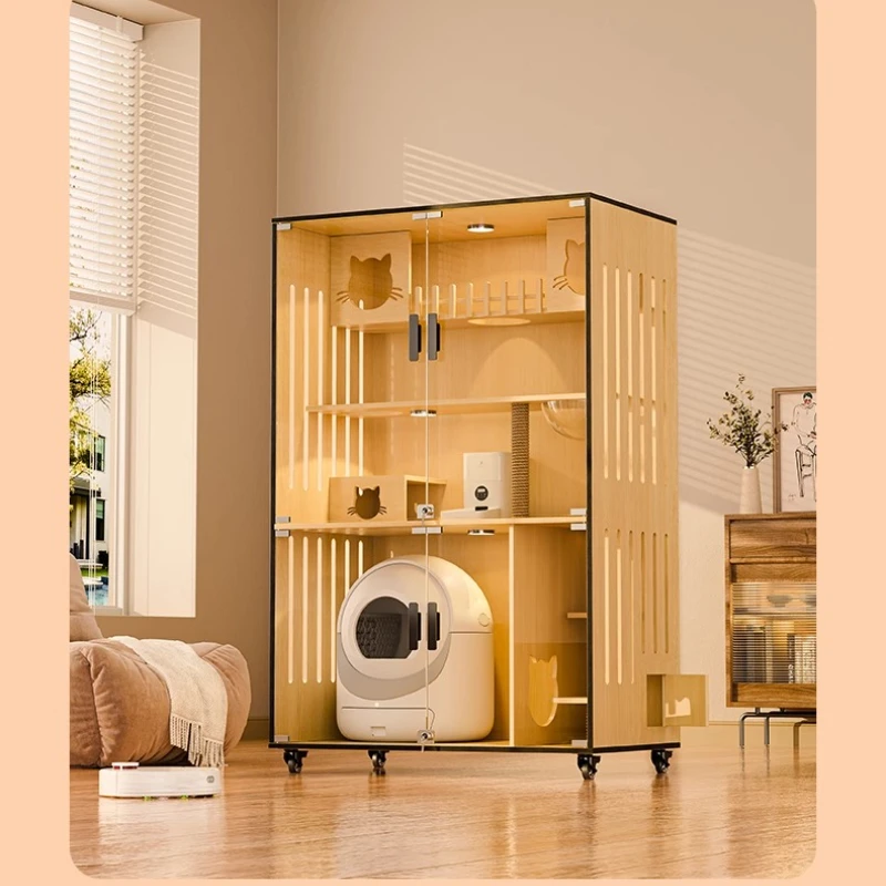 

Роскошный кошачий домик из цельного дерева, башня для кошачьего дерева, когтеточка, кровать и мебель, когтеточка, аксессуары для домашних животных, можно разместить туалет для домашних животных