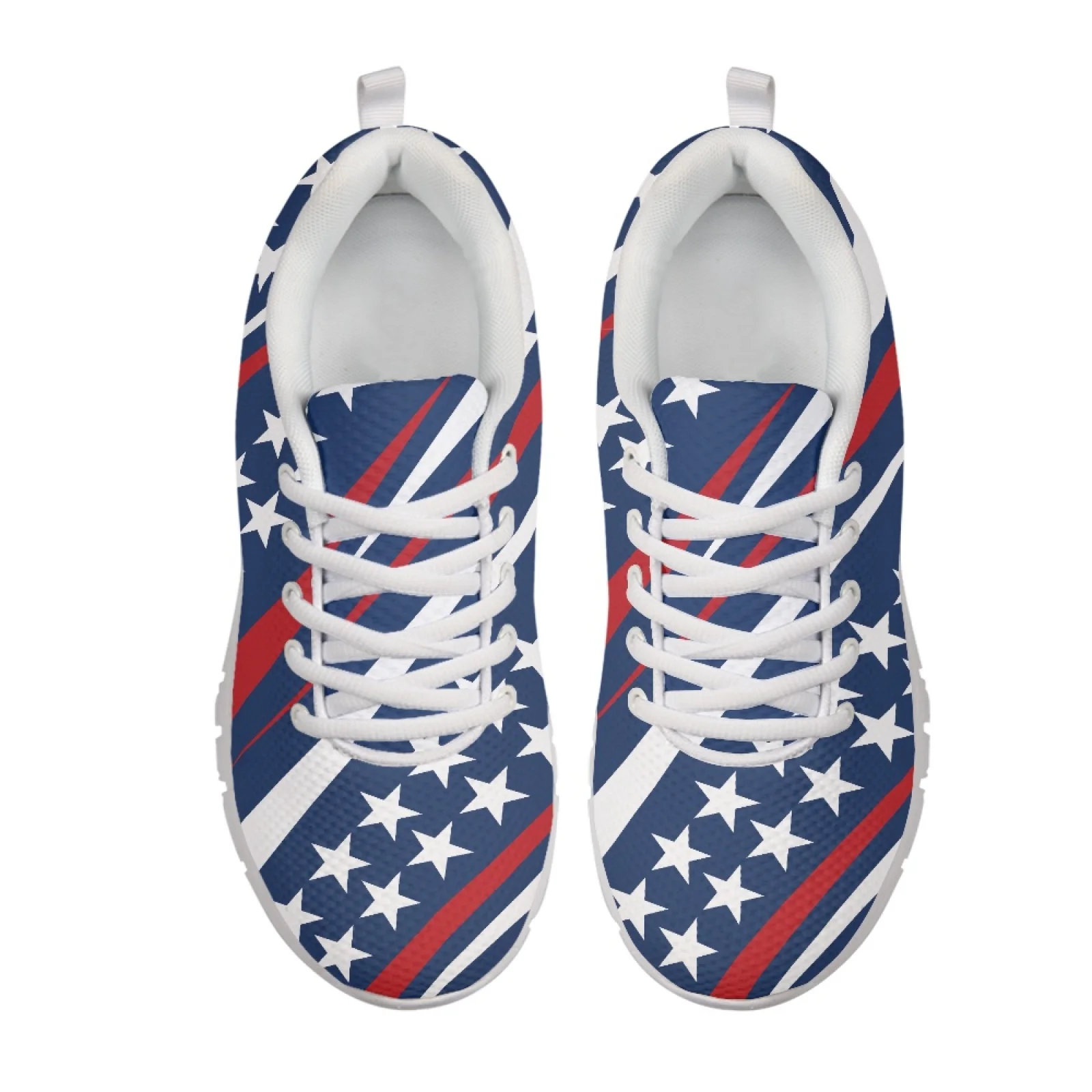 Coloranimal American Flag Print Jogging Shoe Mesh & EVA Sole Trainers Footwear Lace Up Running Walking Shoes for Men