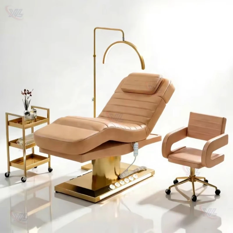Chocolate leather brown massage bed eyelash bed motor electric