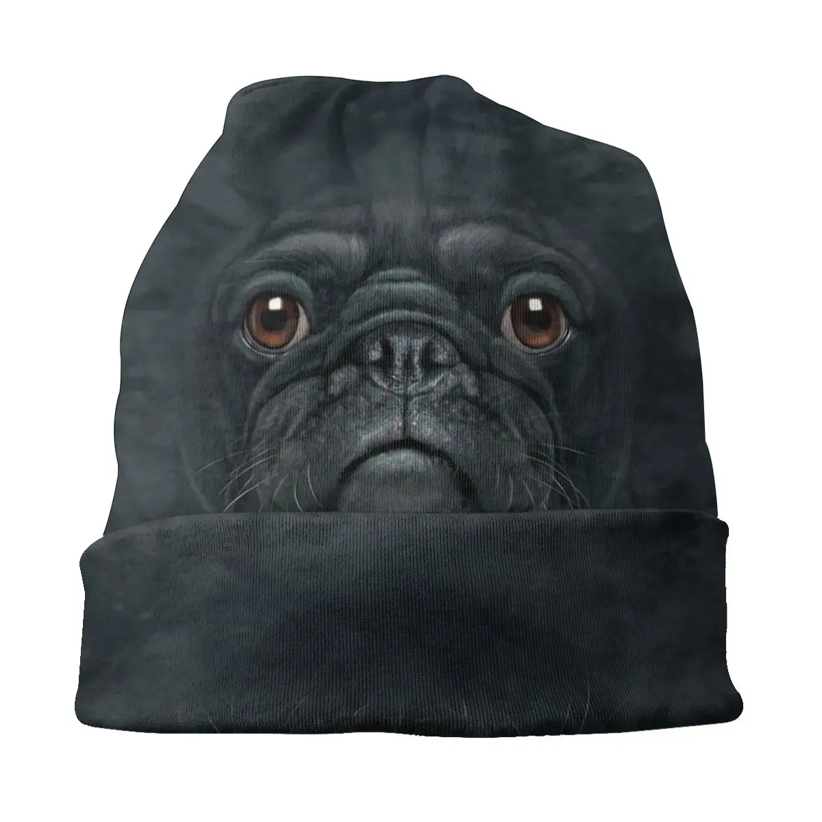 Custom Black Pug Bonnet Beanie Knitting Hat Men Women Cool Unisex Adult Animal Winter Warm Skullies Beanies Caps