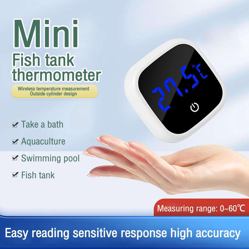 Aquarium Self-Adhesive Thermometer LED Digital Fish Tank Mini Thermometers Touch Screen Temperature Meter Monitor 0-60℃