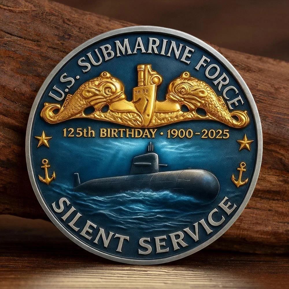 Moneda Conmemorativa Chapada en Oro de la Fuerza Submarina de EE. UU. 1900-2025, 125 Aniversario, Colección Silent Service