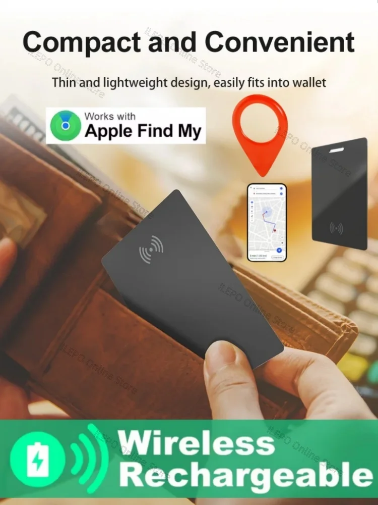 Wallet Ultra-thin Anti-loss Card Location Tracking GPS With iPhone Find My Bluetooth Device Card Wireless Charge IP67