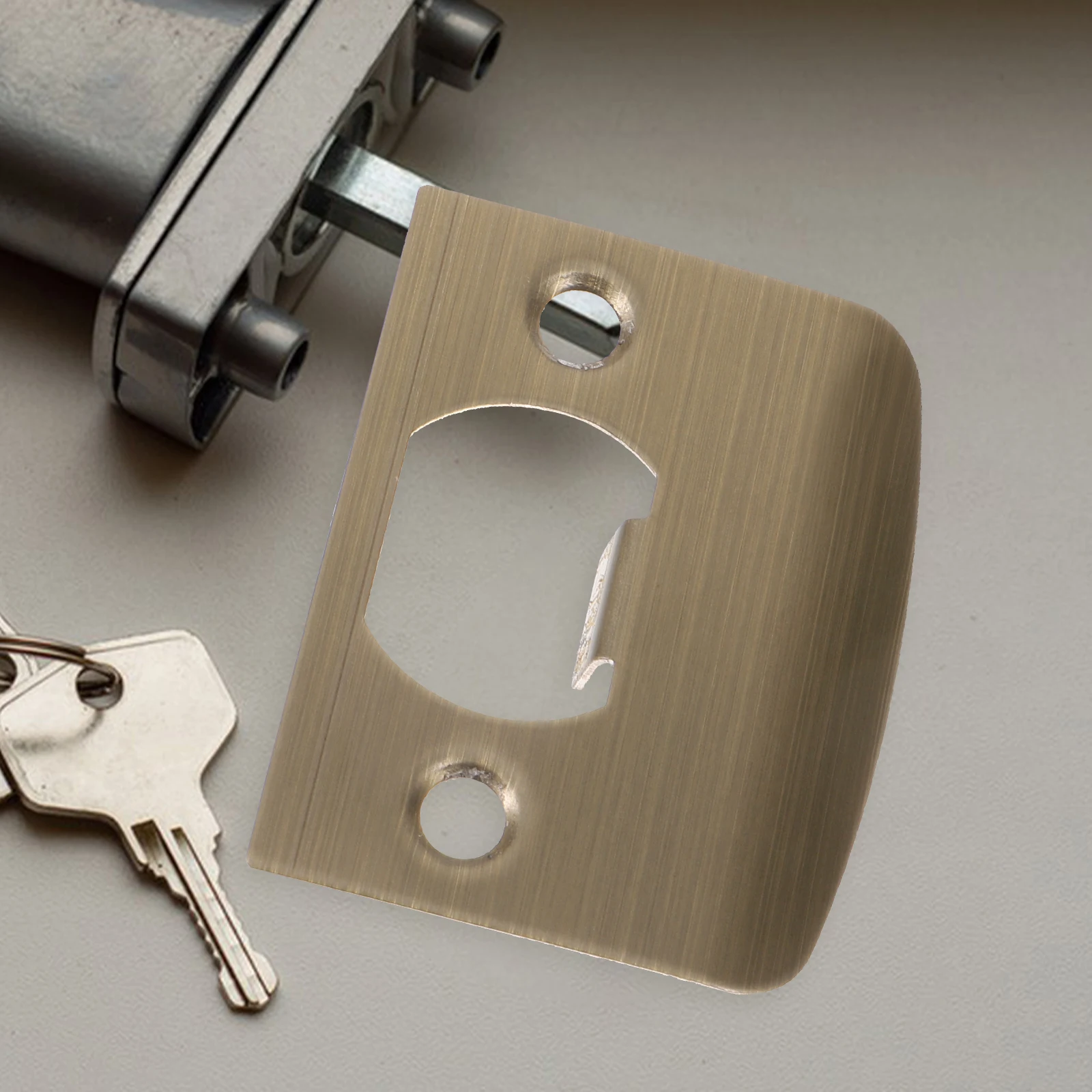 

4 pcs Stainless Steel Lock Tongue Guide Plates D type Bronze Color Door Accessories for Home Office Shop Wood Doors