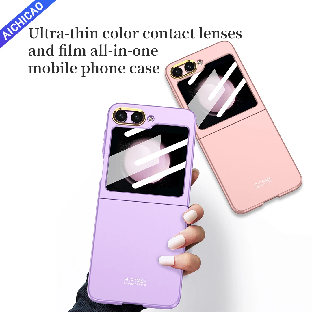 Acc- Case for Samsung Galaxy Z Flip 5 Ultra-thin Color Contact Lenses and Film, All-in-one Essential for Men and Women case