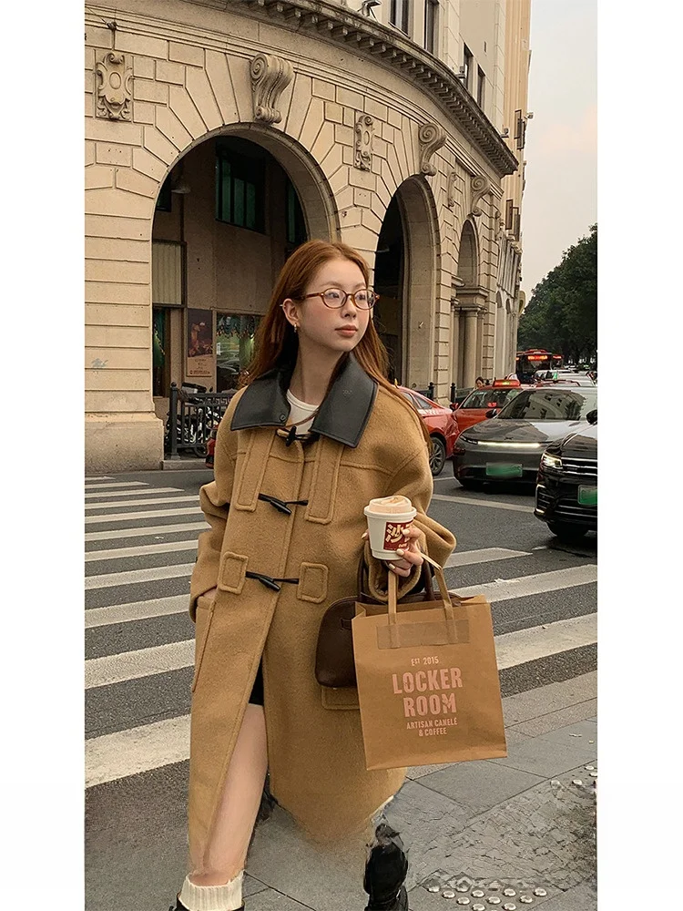 

Красное шерстяное пальто Celebri для женщин, осенне-зимнее, премиум-класса, с пуговицами из рога, средней длины, новинка 2025 года