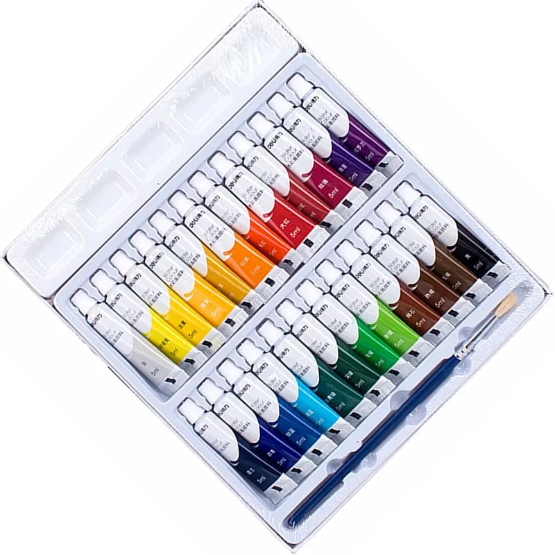 Deli 12 Color Watercolor Pigment Painting Brush Set For Artist Student Portable Outdoor Sketching Art School Supply Stationery
