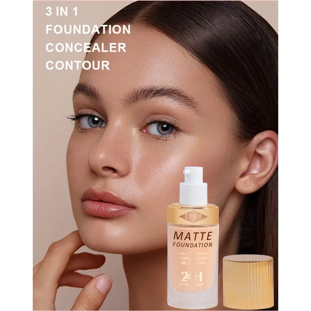 

Частная марка на заказ, веганская долговечная матовая основа с полным покрытием, матовая основа с полным покрытием, водостойкая жидкая основа для макияжа