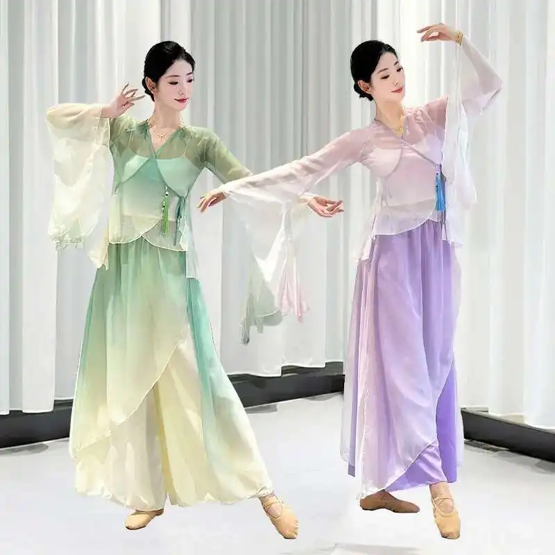 

[Light And Elegant]Classical Dance Dress Elegant Chinese Dance Performance Dress Female Fairy Atmosphere Summer Mesh Pink Green