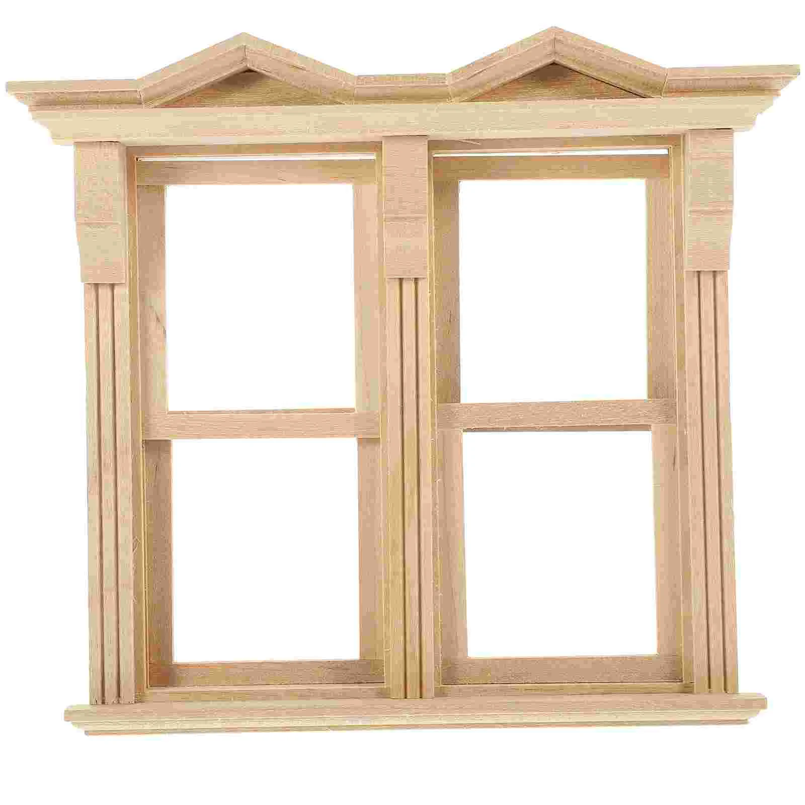 Dollhouse Miniature Furniture Door and Window Model Wooden Scene Ornaments Sliding Outdoor Decor Decorate Uncolored Accessories