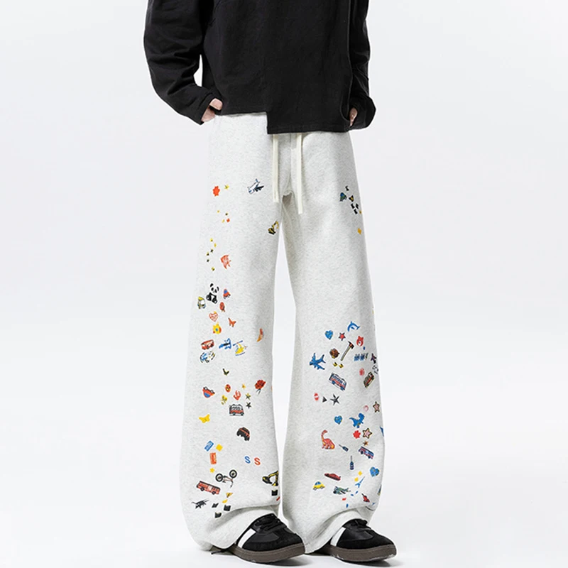 

Autumn Funny Graphic Printed Straight Leg Pants For Man Hip Hop Fashion Harajuku Baggy Trousers Sports Y2K Streetwear Sweatpants