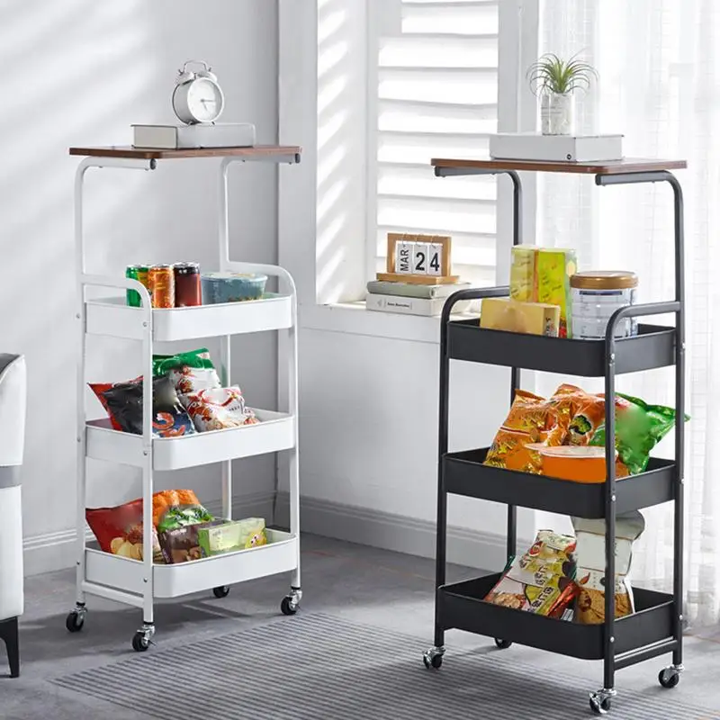 

Kitchen Storage Cart Slim Rolling Storage Cart On Wheels Utility Slide 3/4 Tier Bathroom Trolley Bookshelf Organize Snacks Carts