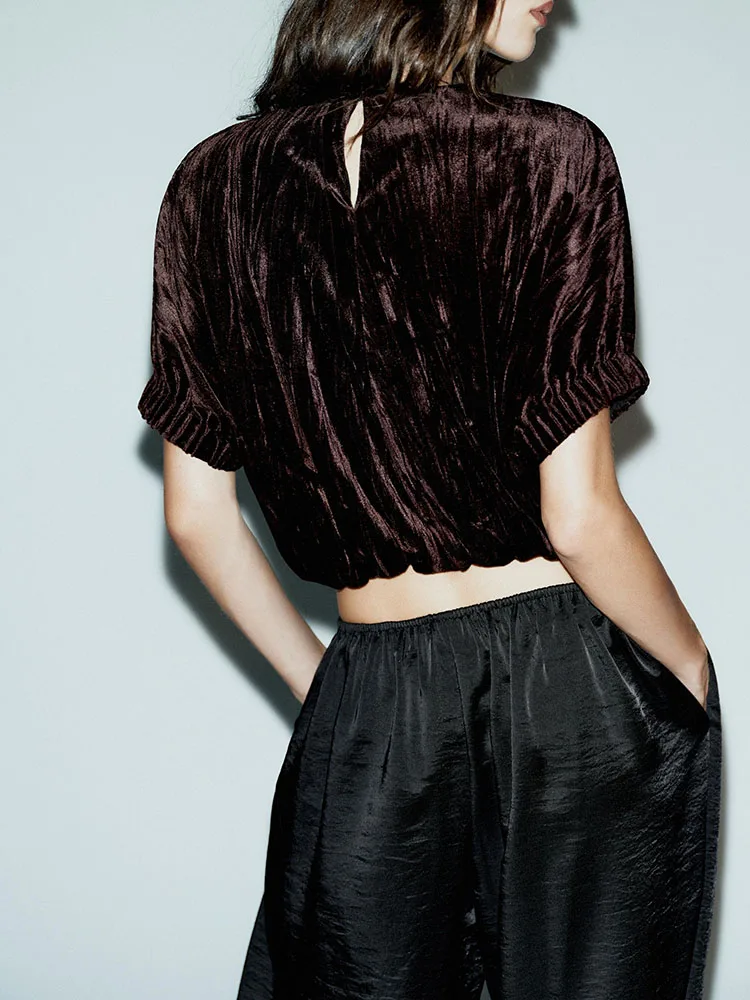 Inverno 2025 novo feminino ort sve redondo ne balão sle topo ele sweetn faionable traje de palco étnico