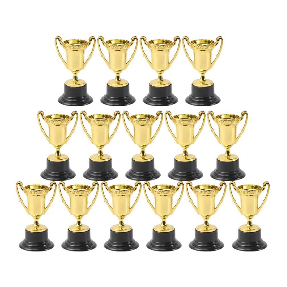 30pcs Golden Mini Award Trophy Plastic Reward Prizes Trophy Children Reward Gift Toys Decor Trophies Toys Small Trophy with Base