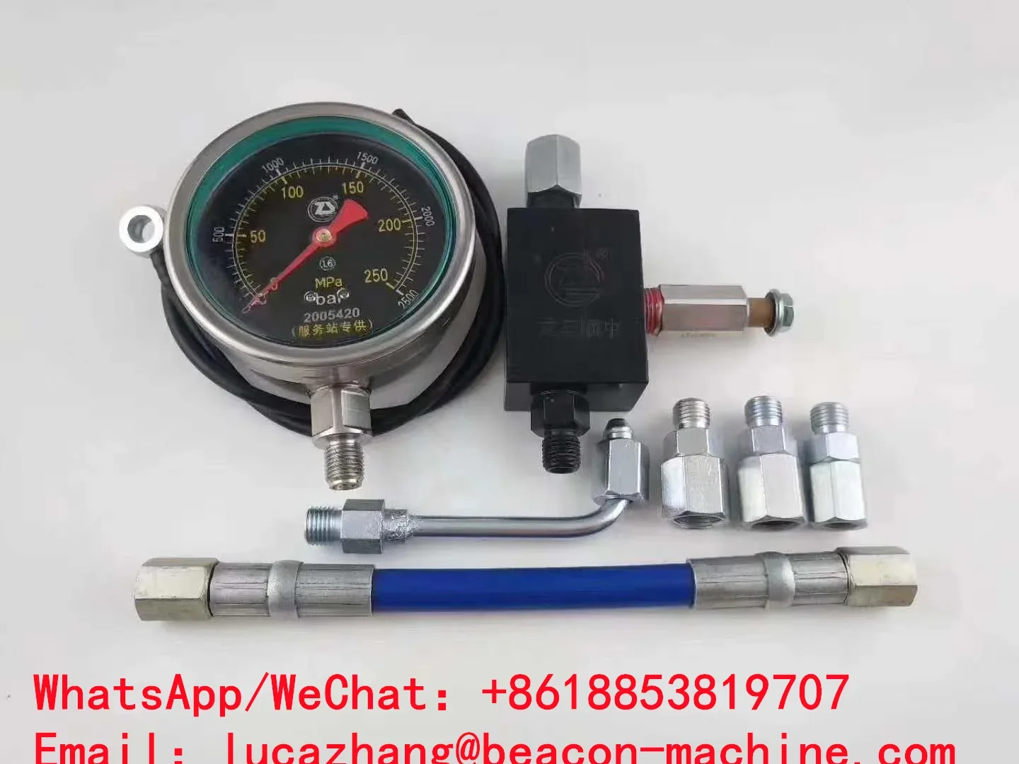 Common rail high pressure pump plunger pressure test gauge set with pressure relief valve