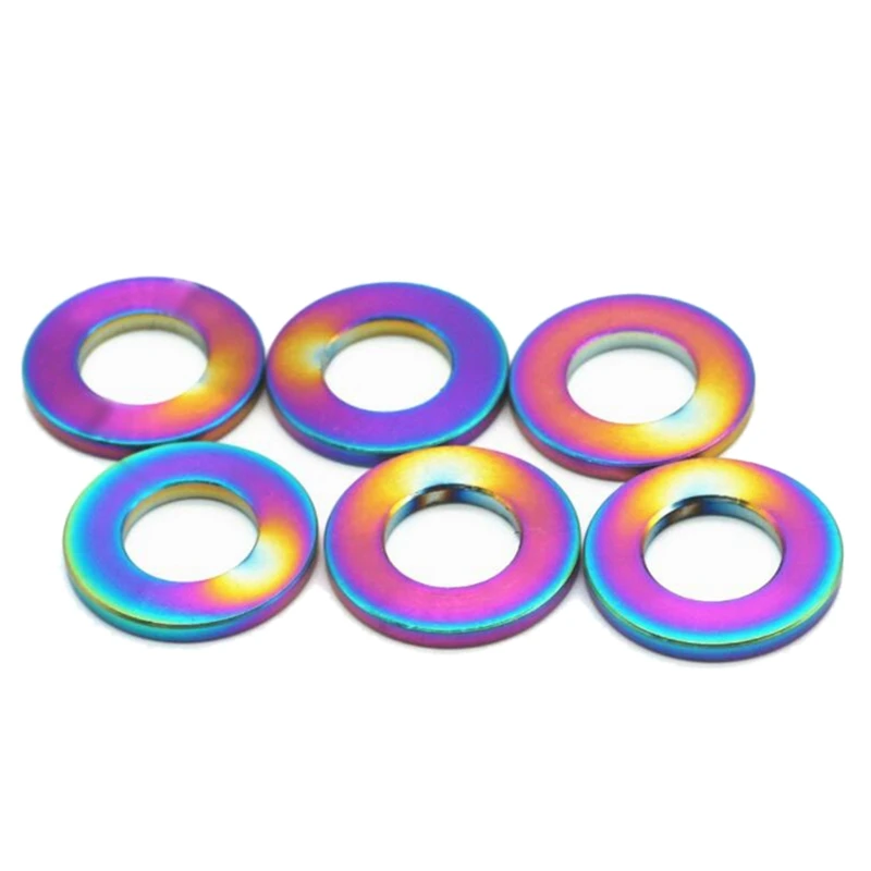 6Pcs M5 Gasket Titanium Washer For Motorcycle Bicycle Titanium Colorful Titanium Fastener