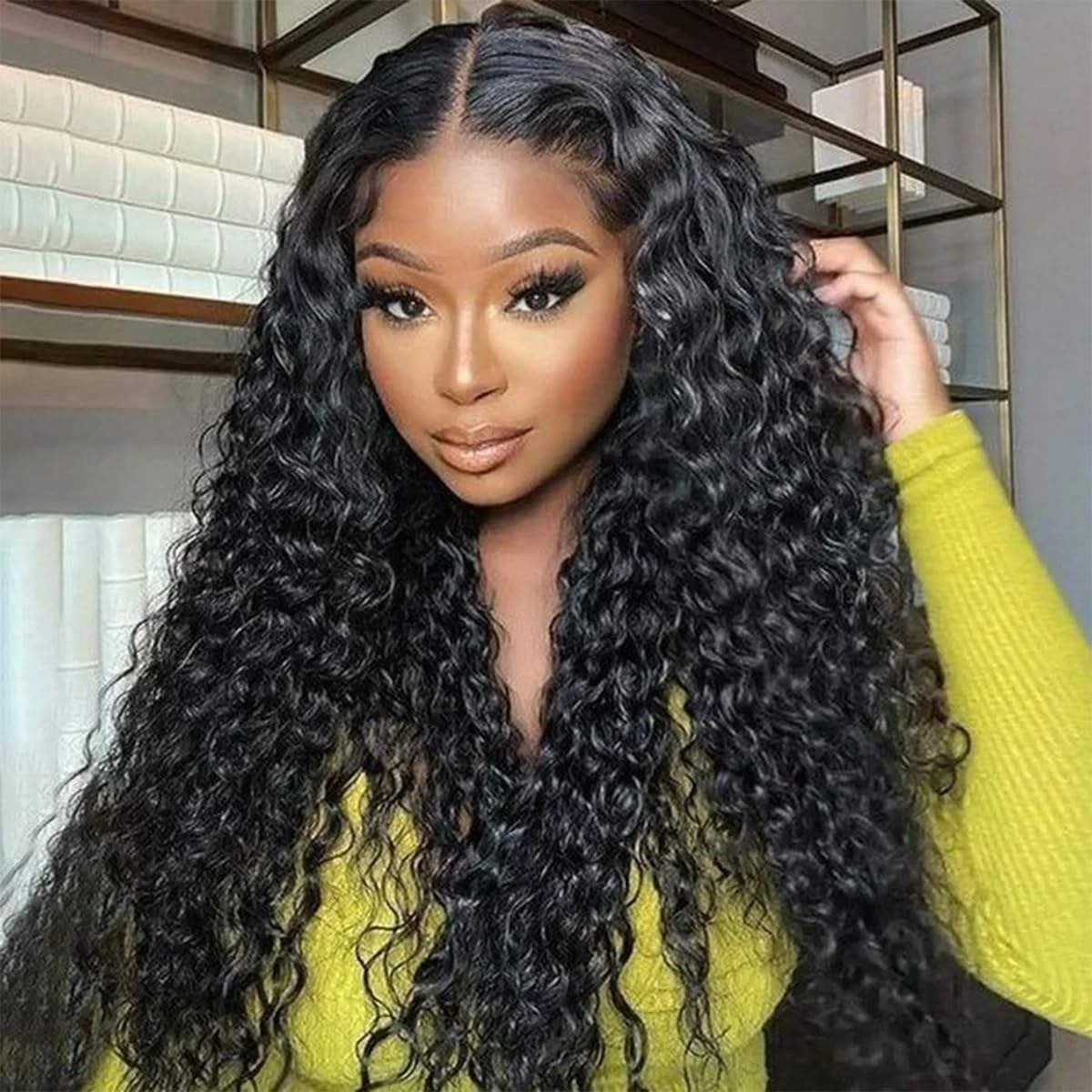 Water Wave Lace Front Wigs Brazilian Human Hair Pre Plucked 32 Inch 250 Density Lace Wigs