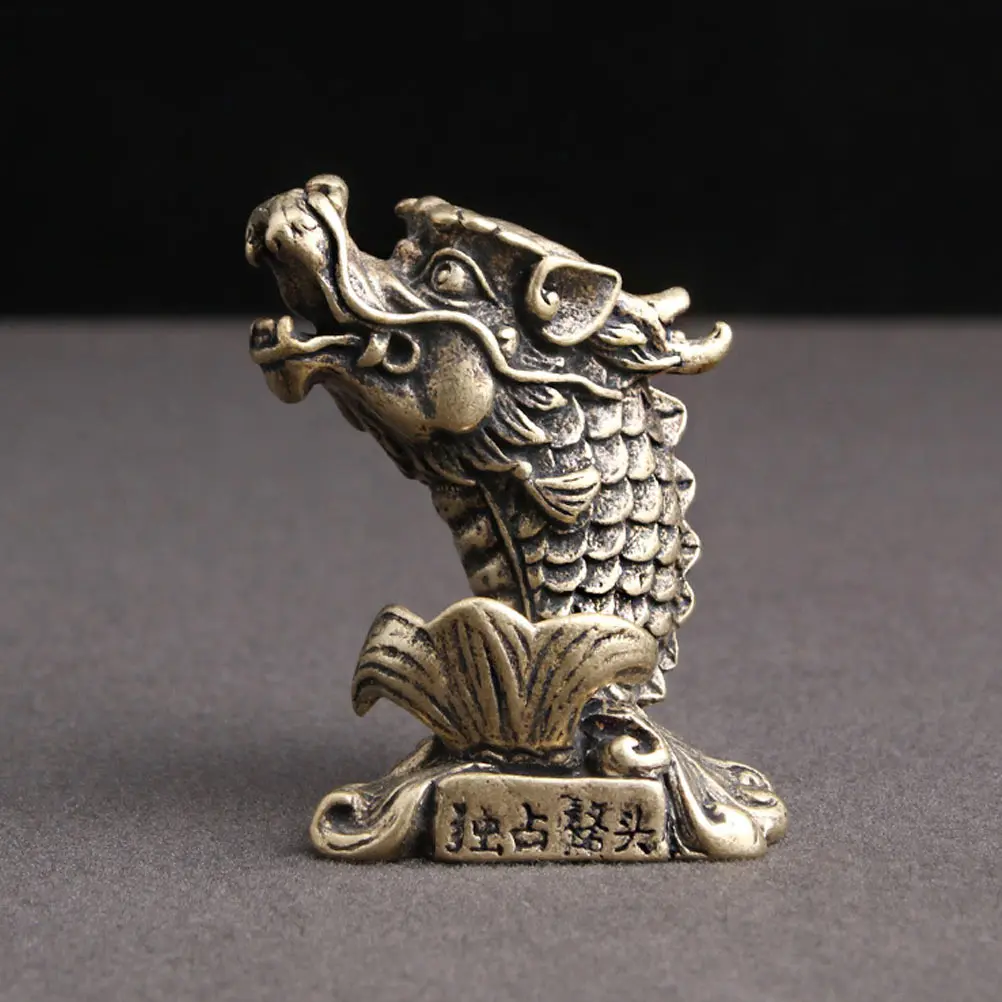 

Brass Retro Fish Decor Craft nament Home Office Miniature Model Creative Dragon Fish nament Retro Decor Craft
